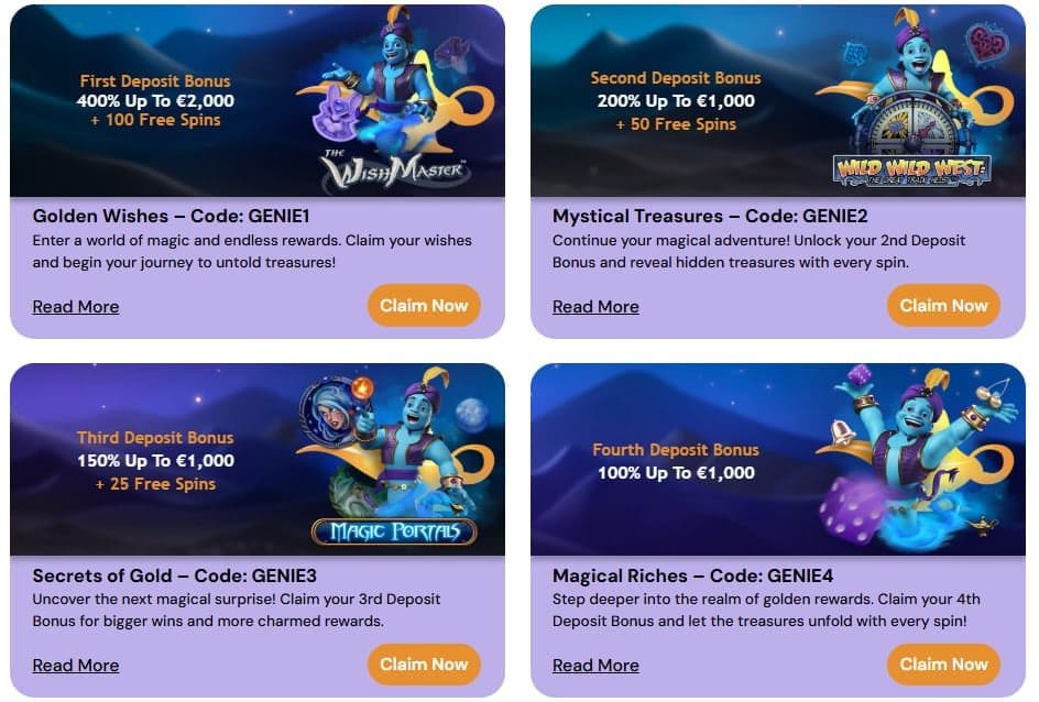 Golden Genie Welcome Offer — Five-Tier Ladder, 50× Wagering image 1